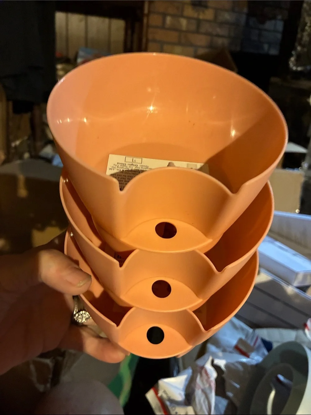 3 piece set Peach Plastic Stackable snack cups for water cups- Peach